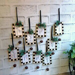 Checked Christmas Ornament Set Farmhouse Buffalo Check Ornaments Courtly Decor